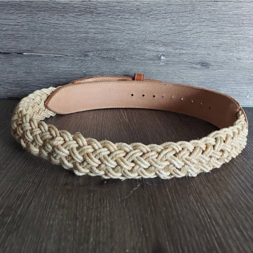Vintage Leather Woven Braided Rope Western Belt 40